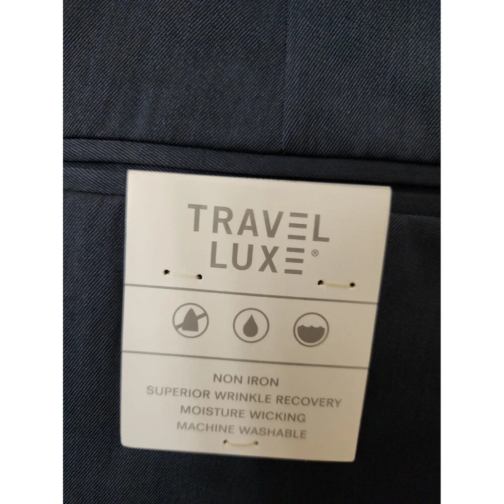 Perry Ellis Portfolio Travel Luxe Dress Pants Men 36x30 Blue Non Iron Cuffed NEW